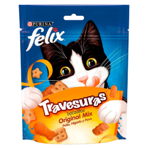 Felix Travesuras Bocaditos Original Mix 59gr(sabores a pollo, hígado y pavo)