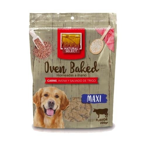 Galletas Natural Select Oven Baked, sabor carne, avena y salvado de trigo Maxi 200gr