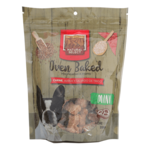 Galletas Natural Select Oven Baked, sabor carne, avena y salvado de trigo Mini 200gr